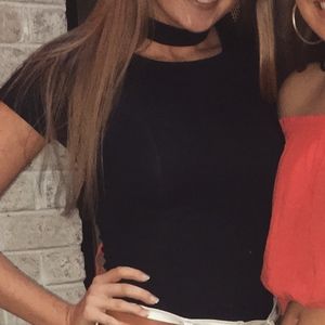 Black Free People Top with Cut Out Neckline